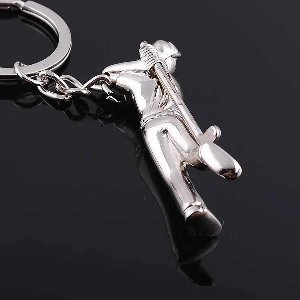 Metal Player Pendant Keychain Silver Creative Bag Charm for Car Keys Phone Birthday Valentine Christmas Gift