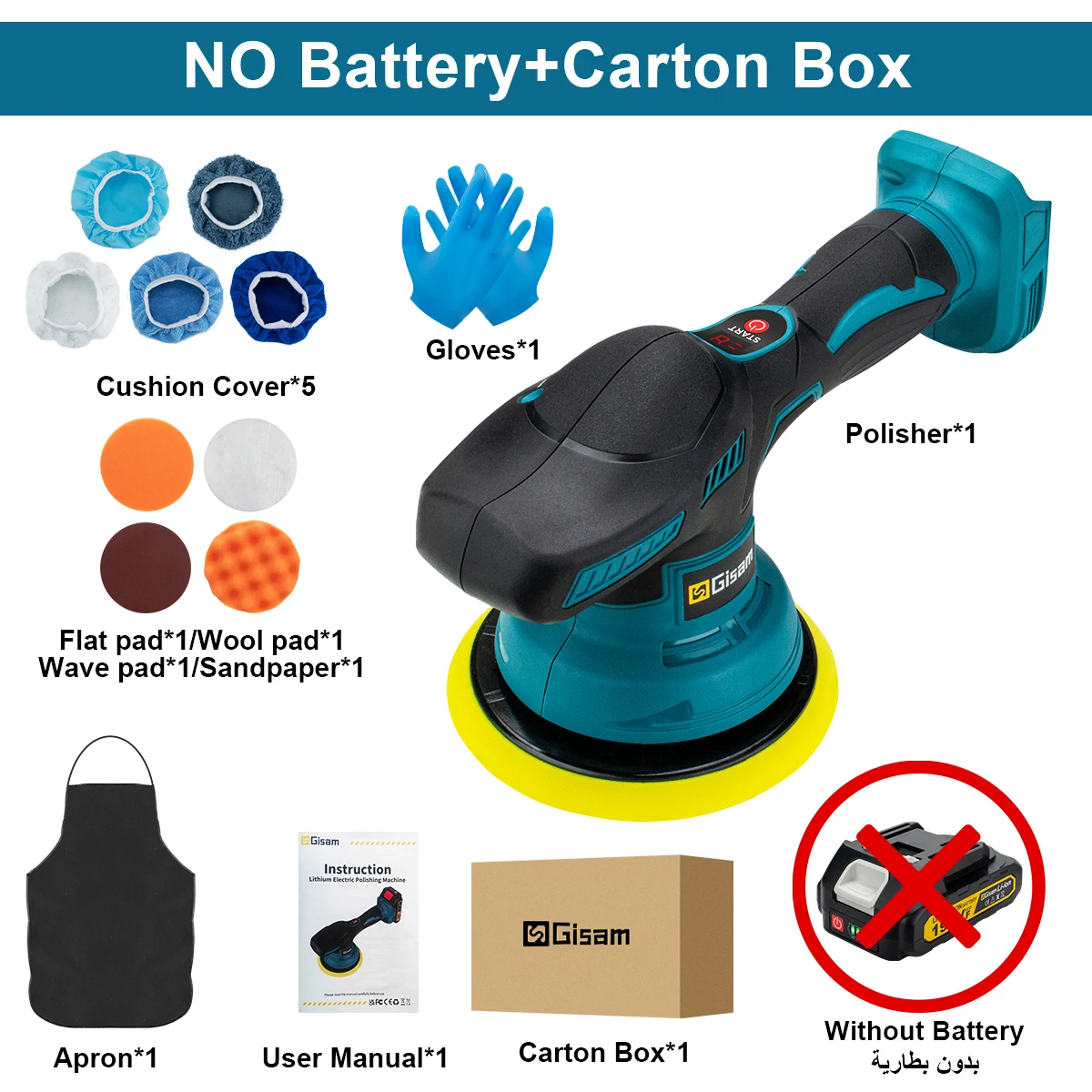 G nto Accu Auto Polijstmachine 8 Versnellingen Verstelbare Auto Elektrisch Waxen Schuren Afdichting Glazuur Power Tool Fit Makita 18 V Batterij Pin
