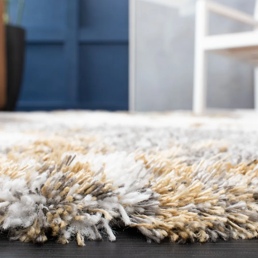 Horizon Konstantinos Abstract Shag Area Rug Grey Gold 4' x 6' view 4