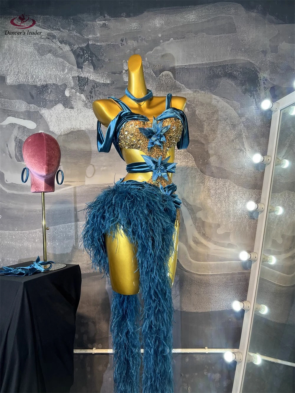Latin Dance Dress, High-end Custom Art Exam Floral Costume, Fluffy Tail, Samba Tango, Female Adult Stage Professional Costume