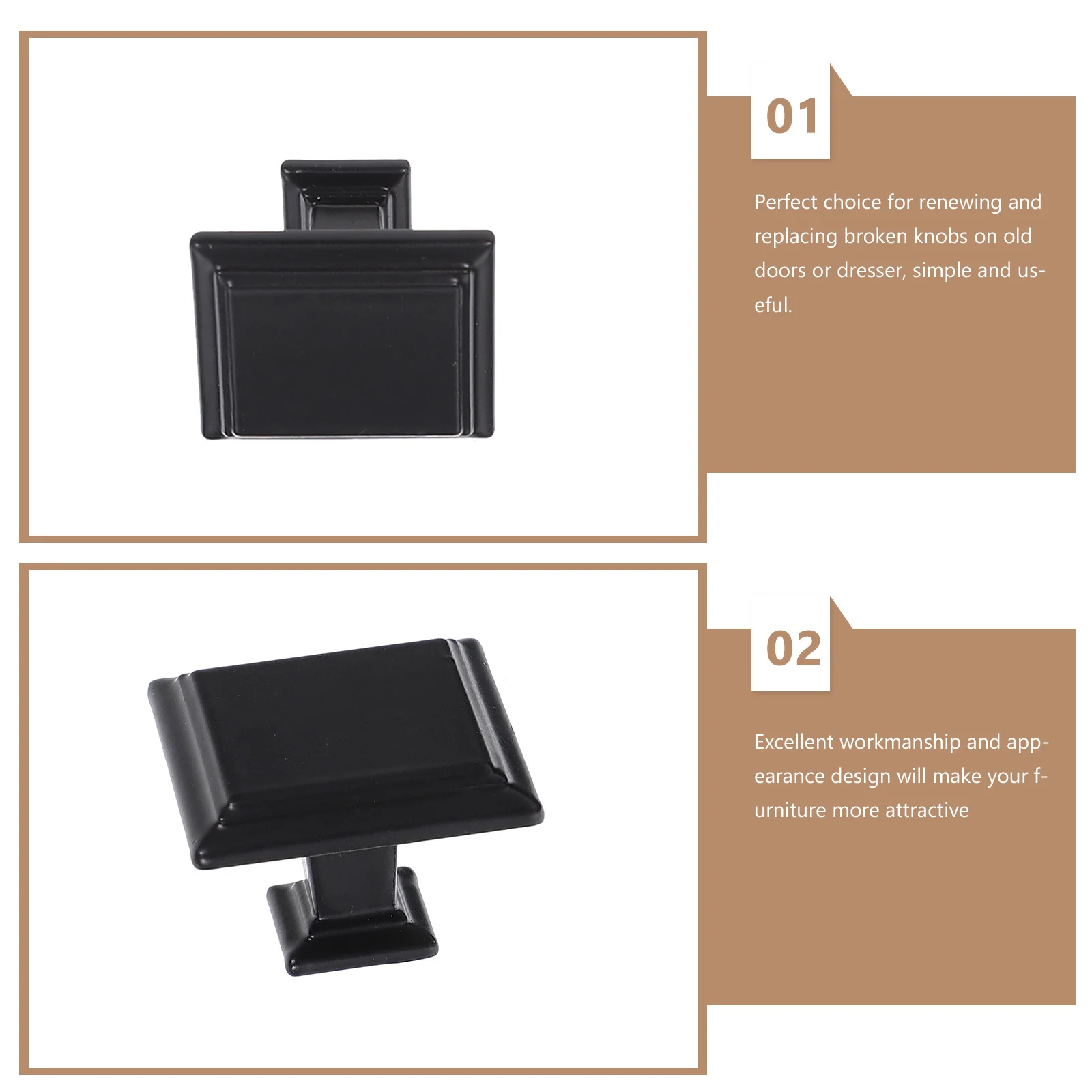 

10Pcs Black Square Knob Drawer Pull Handles Aluminum Alloy Cabinet Wardrobe Door Knobs Dresser Replacement Dresser Knobs