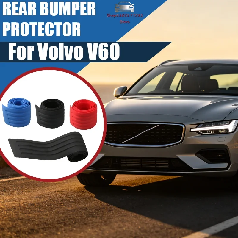 

Car trunk door sill plate protector anti-scratch rear bumper guard rubber insert liner trim for Volvo V60