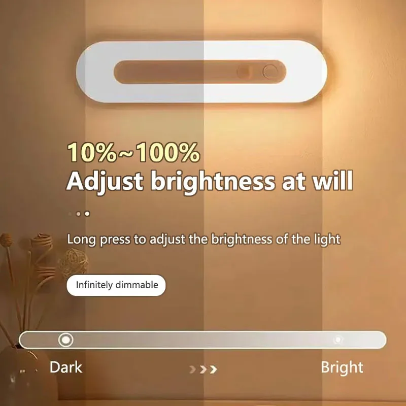充電式LEDベッドサイドランプ,ボディセンサーライト,ワイヤレス,USB,キャビネット下,寝室,ワードローブ,屋内照明,常夜灯