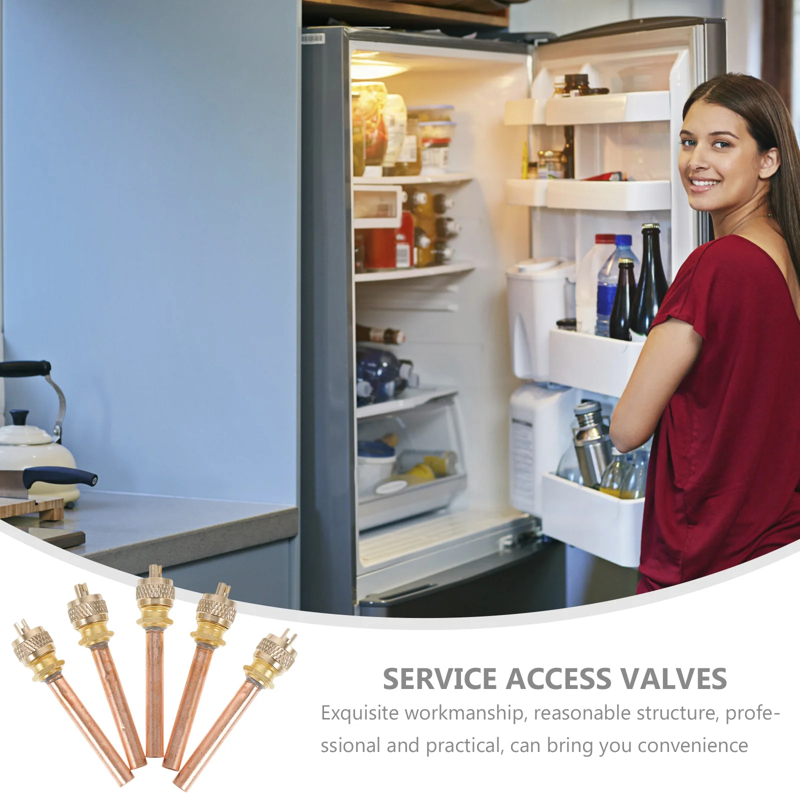 

5Pcs Refrigeration Access Valves Copper 6.3cm Long Air Conditioner Service Filling Charging Access Valves Hvac System Reliable