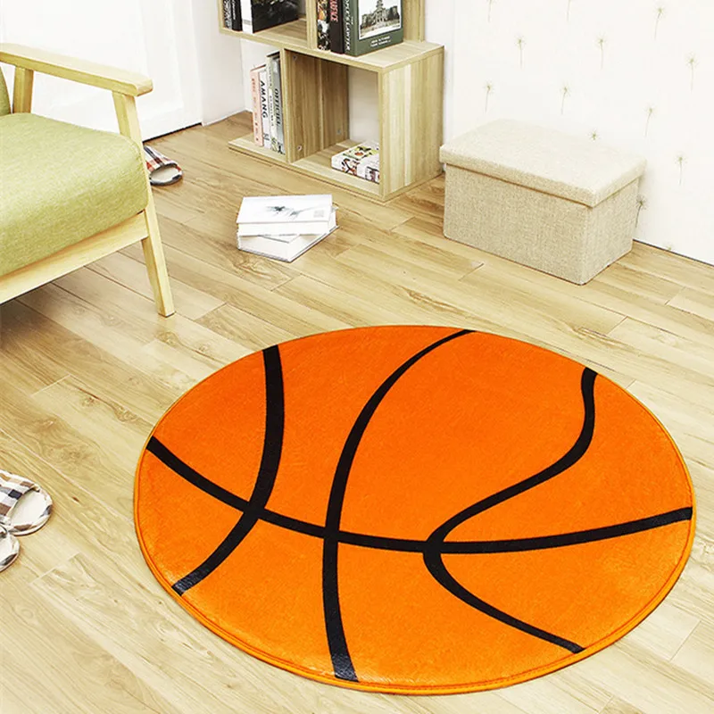 Imitation Cashmere Round Floor Mat Football Small Carpet Baby Room Bedroom Living Room Bathroom Carpet Children Crawling Mat