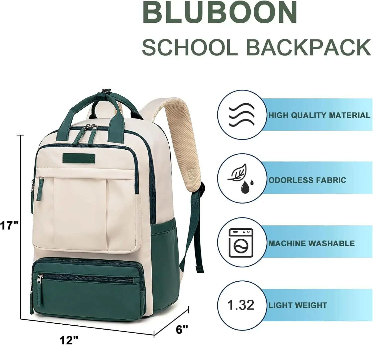 Image 6: Bluboon Sac à dos pour ordinateur portable pour femme résistant à l'eau Sac à dos de travail Voyage d'affaires Bookbag Mode Collège Cartable Convient