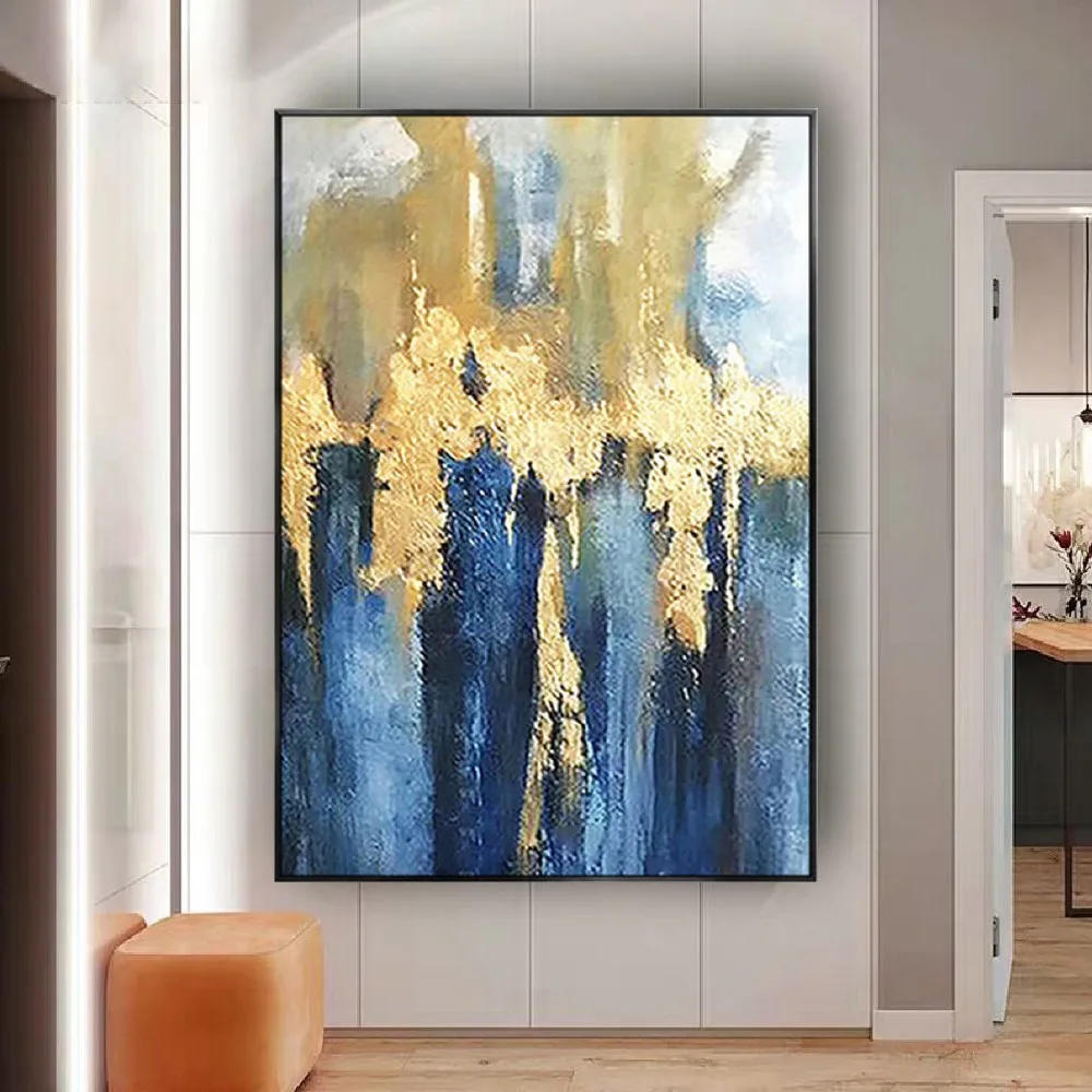 

100% Handmade Canvas Oil Painting Decor Living Room Golden Green Texture Cuadros Picture Wall Art Poster For Home Bedroom Mural