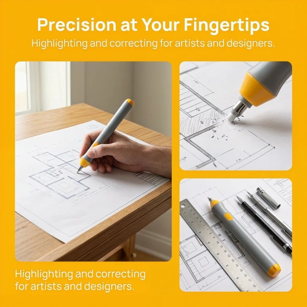 Refillable Core Tenwin Electric Eraser Lightweight Low Noise Highlight Precision Eraser Long Lasting Portable