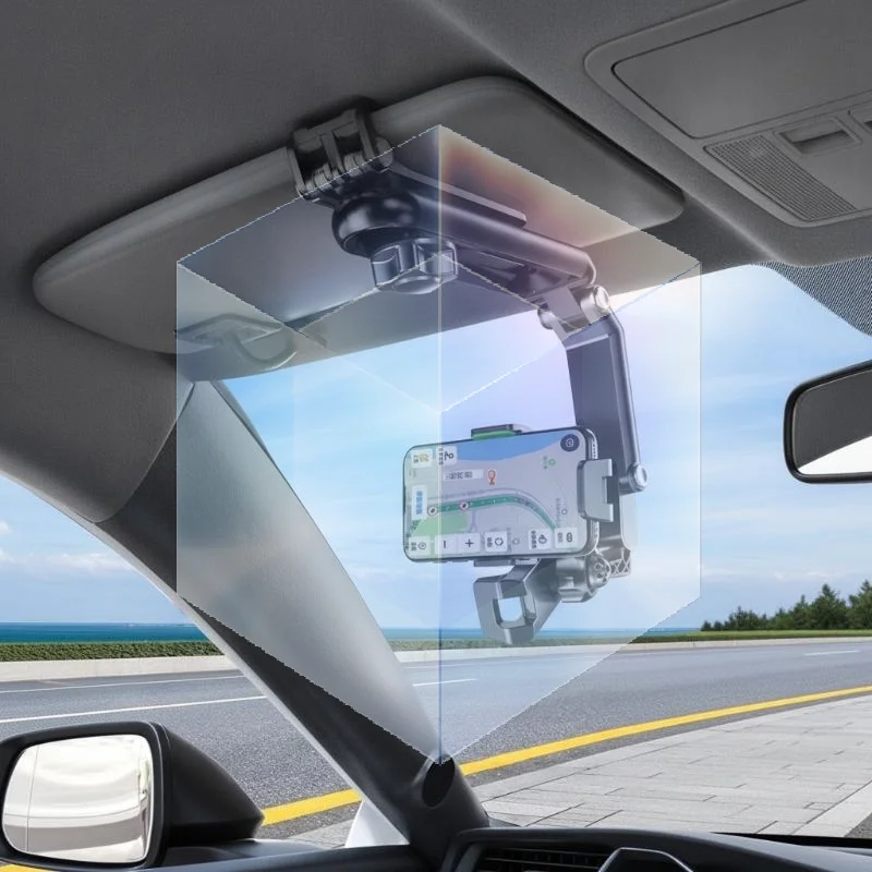 Car Sun Visor Phone Holder Universal 360° Adjustable Anti-Scratch Phone Bracket Fit 4.7-6.7 Inch Phone for Car GPS