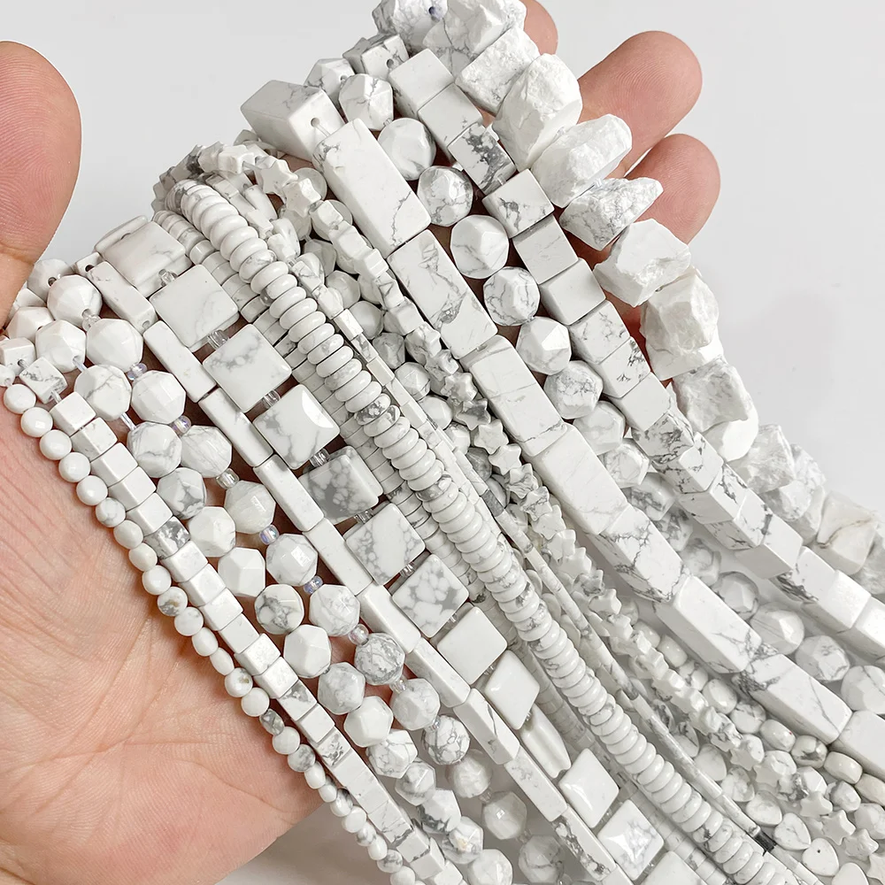 

Natural White Howlite Turquoises Loose Spacer Beads for Jewelry Making Needlework Bracelet Earring Necklace DIY Accessory