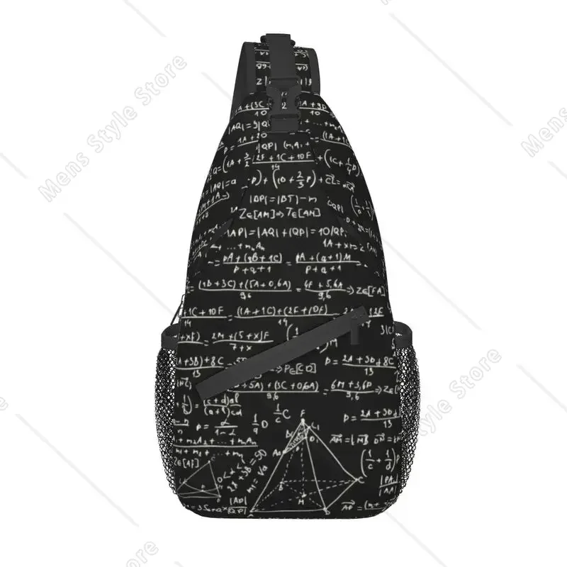 

Physics Math Equations Sling Crossbody Backpack Men Custom Mathematics Teacher Chest Shoulder Bag for Travel Hiking Daypack