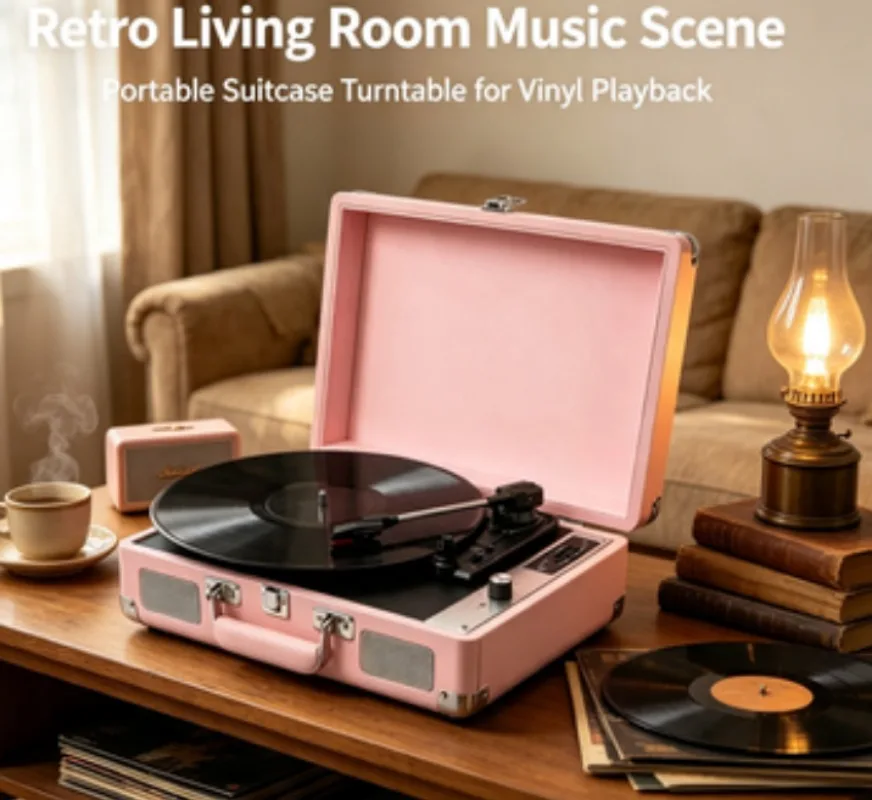 Antique Style Vinyl Record Player Ruby Stylus Stereo Device For Home Living Room Decoration