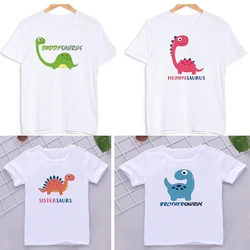 Cartoon Saurus Print Matching Family Outfits top for Birthday Boy Dinosaur Party Family Look t-Shirt Dad Mom Bro Sis Tee Shirt