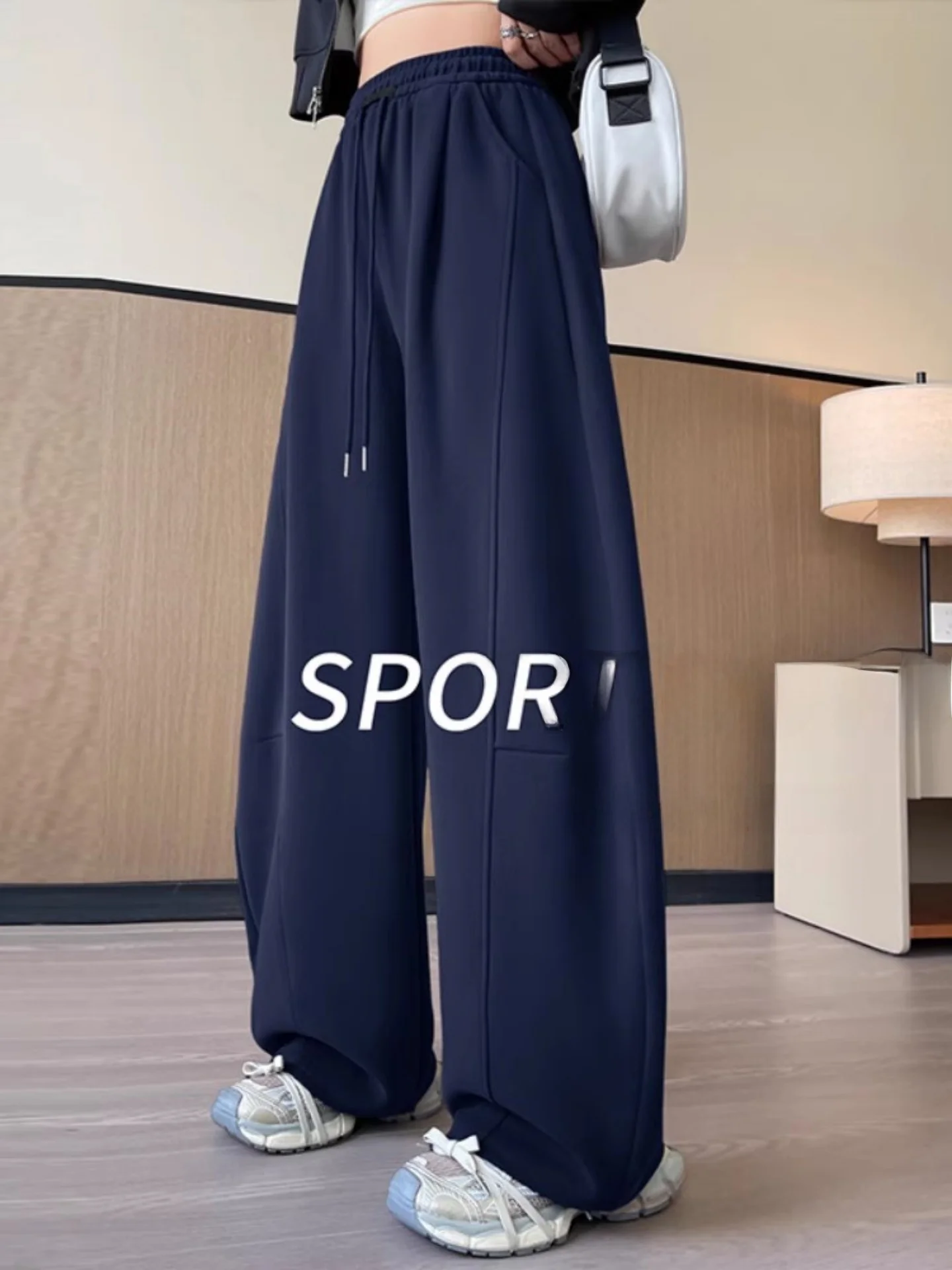 

plus Size Women's Skinny Wide Leg Pants Autumn Winter Thickened Fleece Banana Bend Knife Pants High Waist Commute Style