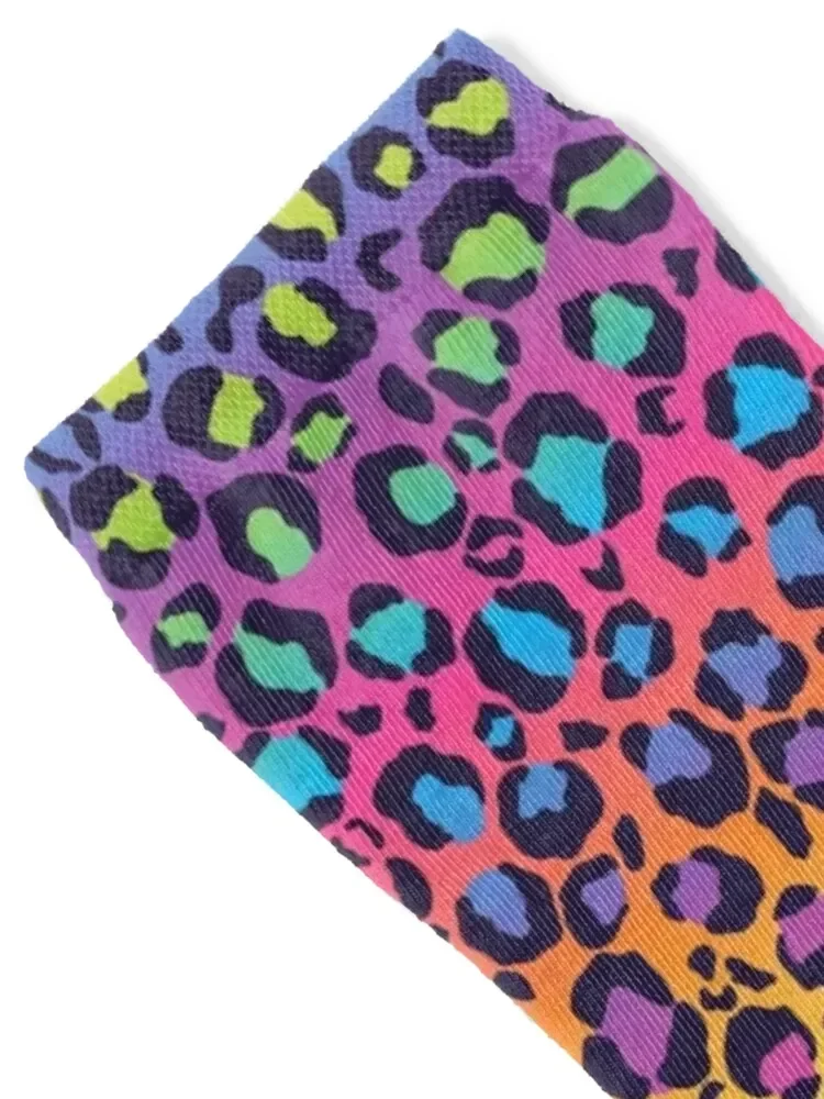 Bright Rainbow Ombre Gradient Leopard Print Pattern Socks funny gift happy man Socks Female Men's
