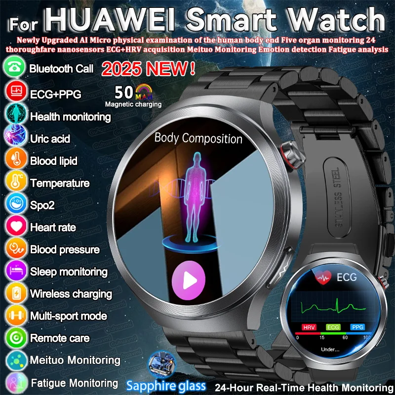 

2025 Новый AI Анализ тела Мочевая кислота Артериальное давление Смарт-часы ЭКГ + PPG Обнаружение эмоций HD Bluetooth-вызов Смарт-часы для Xiaomi