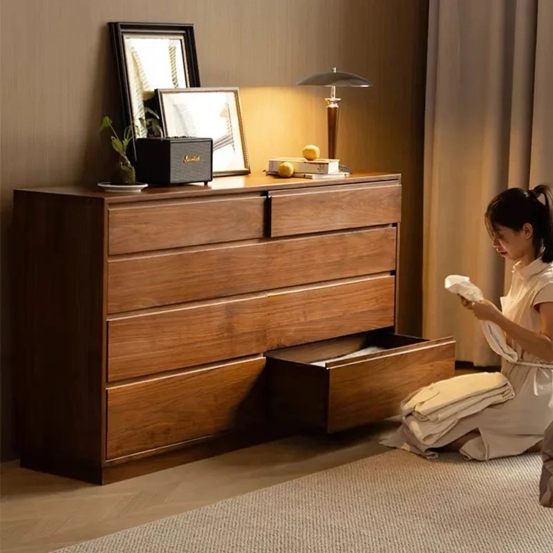 black walnut all solid wood simple bedroom storage bedside drawer cabinet  FT