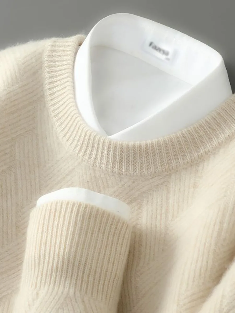 

Мужской свободный свитер большого размера с круглым вырезом, вязаный, однотонный, с вышивкой, повседневный, с длинными рукавами