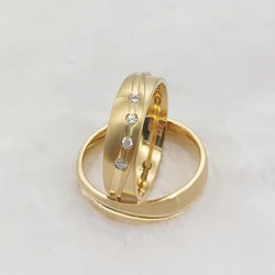Unique Marriage Love Alliances Wedding Rings for His and Her 18k Gold Plated Stainless Steel Jewelry Eternal Commitment Bridal