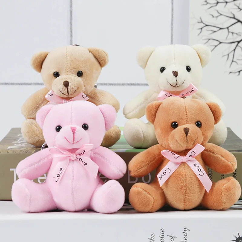 10cm Mini Bow Tie Bear Pendant Colorful Teddy Bear Plush Hanging Ornament Doll HIgh Quality Toy Key Chain Student Gift