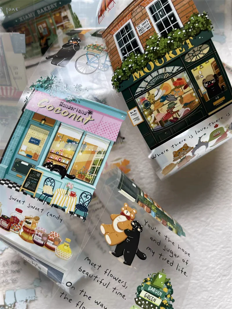 1 Loop Xiami Studio Lovely Cat Daily Life PET Washi Tapes DIY Decor Card Making Scrapbooking Journal Material Plan Sticker