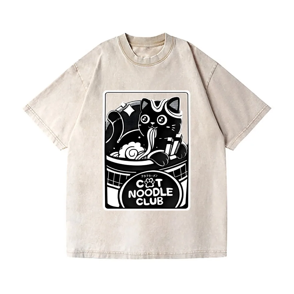 

Винтажная футболка унисекс с котом и лапшой, японский дизайн, модная летняя футболка с короткими рукавами и заниженными плечами, шикарные топы в стиле Харадзюку Y2k