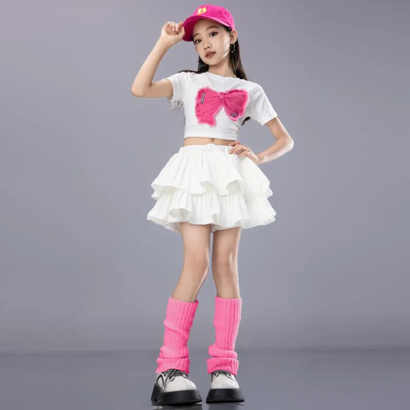 Hip Hop Kleidung Kinder Ernte Top Street Dance Stufen röcke Mädchen Streetwear Kinder Jazz Cheerleader Kostüme Bühne Kleidung Sets