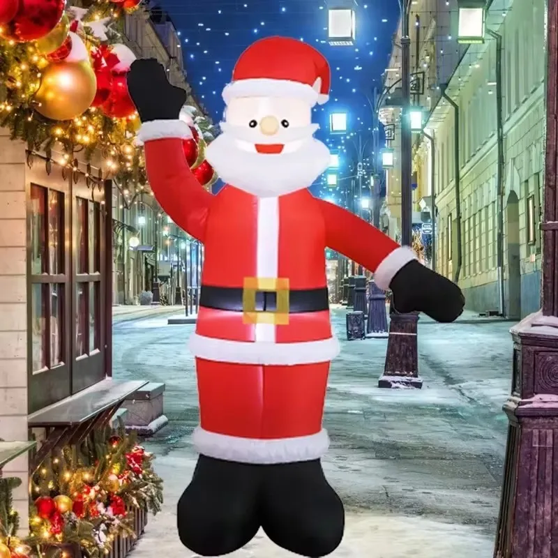 Weihnachts dekorationen aufblasbare Spielzeuge Welle Santa Claus eingebaute LEDs aufgeblasenes Modell Spielzeug im Freien Weihnachten Festival Party Hof Requisiten