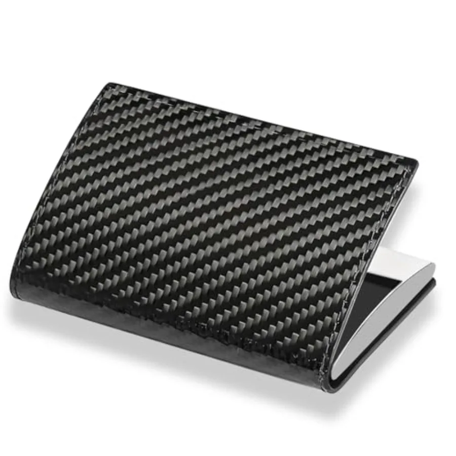 

Real Carbon Fiber Business Card Holder, Portable Pocket Business Card Holder Case with RFID Blocking and Magnetic Closure, Eleg