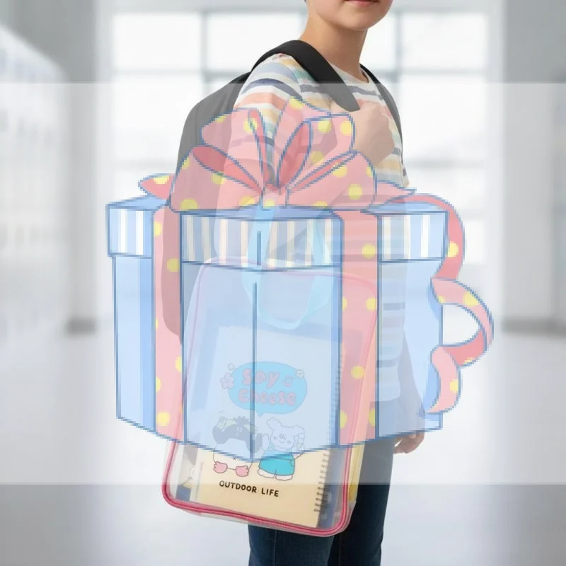 Cute Colorful A4 Document Bag Clear Big Capacity Zipper File Bag for Student Exam School Stationery Storage