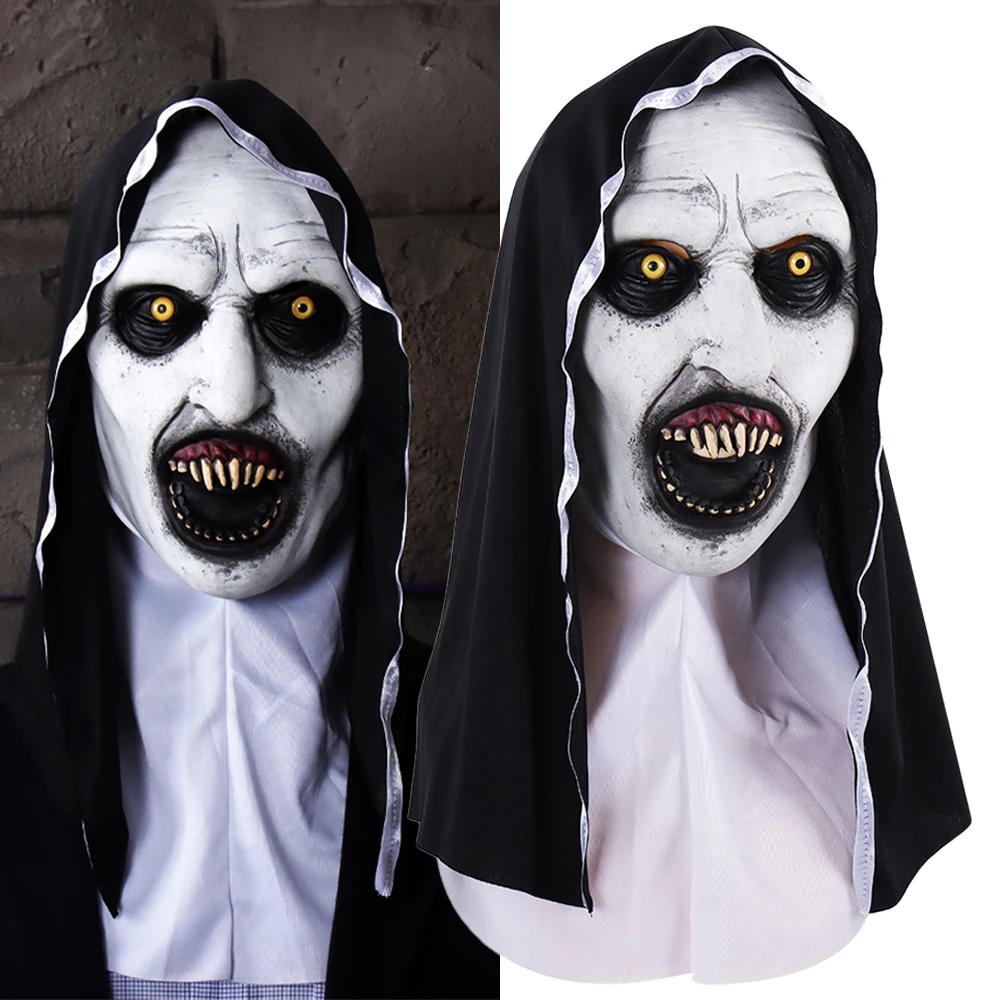 

Horror Nun Mask Headpiece Cosplay Creepy Latex Masks Masquerade Halloween Carnival Purim Dress Up Party Costume Props