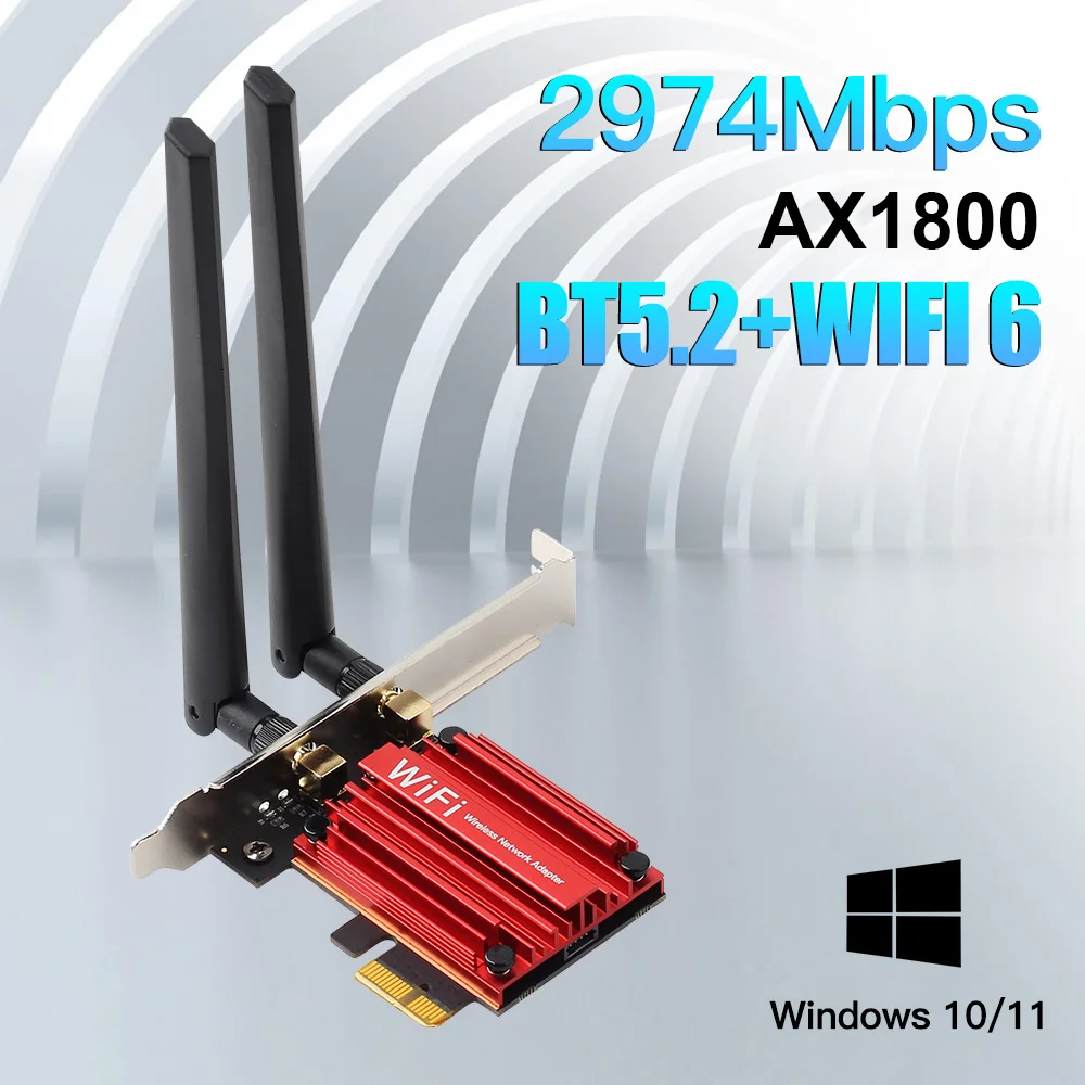 AX1800 Wifi 6 MT7921 PCI Express 1800Mbps Wireless Adapter Bluetooth 5.2 802.11AX Dual Band 2.4G/5Ghz For Win10