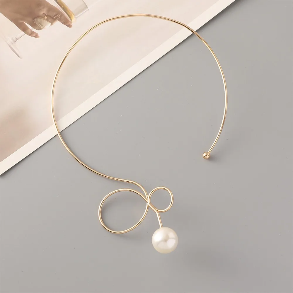 Корейское жемчужное колье с бантом в стиле панк, большой крутящий момент, имитация ожерелья, металлические ювелирные аксессуары