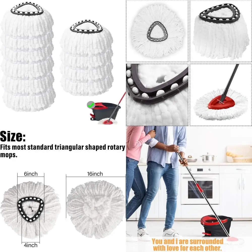 

O-Ceda EasyWrin Spin Mop Replacement Heads, 10-Pack, 100% Microfiber for Efficient Home Floor Cleaning