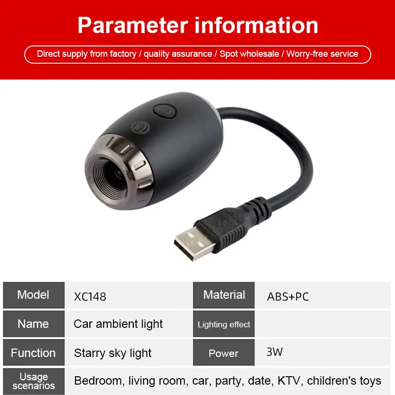 Auto-interieur licht Dak Sterlicht USB LED Sterrenhemel Sfeer Projectorlamp Nachtfeest Decor Romantisch Saturnus Galaxy Light