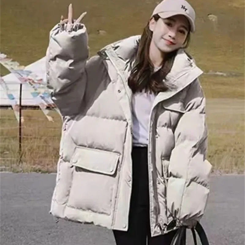 

Осень-зима женское утепленное пуховое хлопковое пальто 2025 женская хлопковая стеганая куртка с капюшоном корейская женская парка с длинными рукавами верхняя одежда