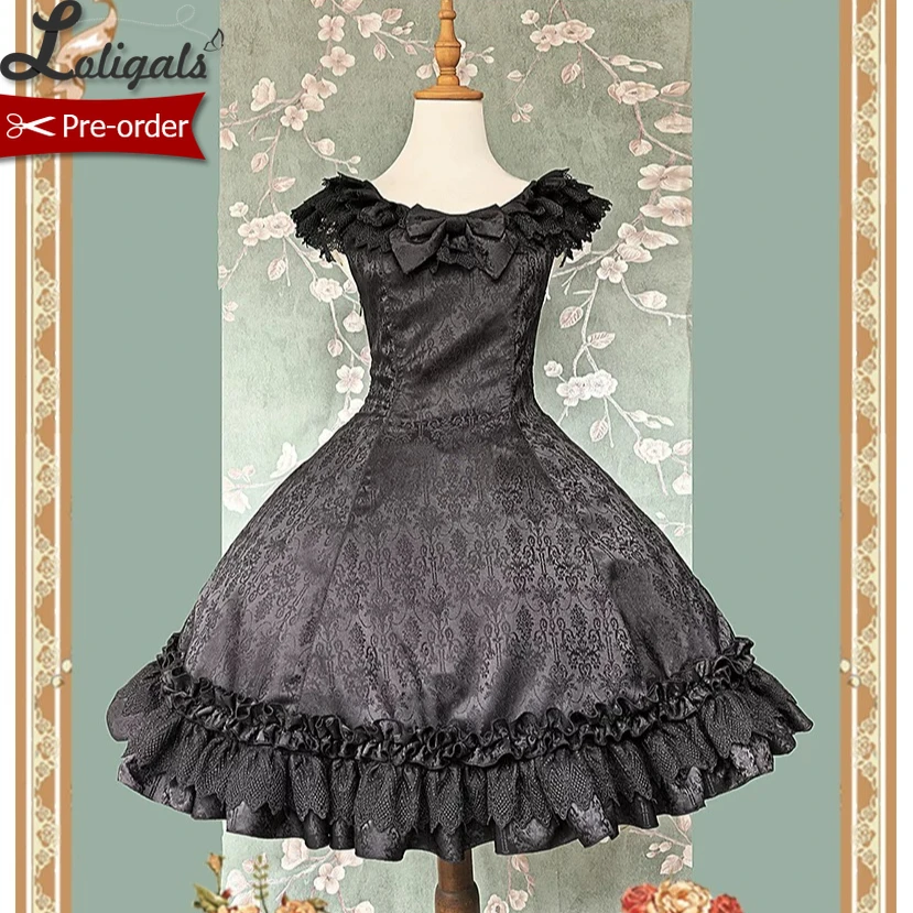 

Classic Lolita Dress Jacquard Pattern Short Party Dress ~ Flower's Canon by Infanta