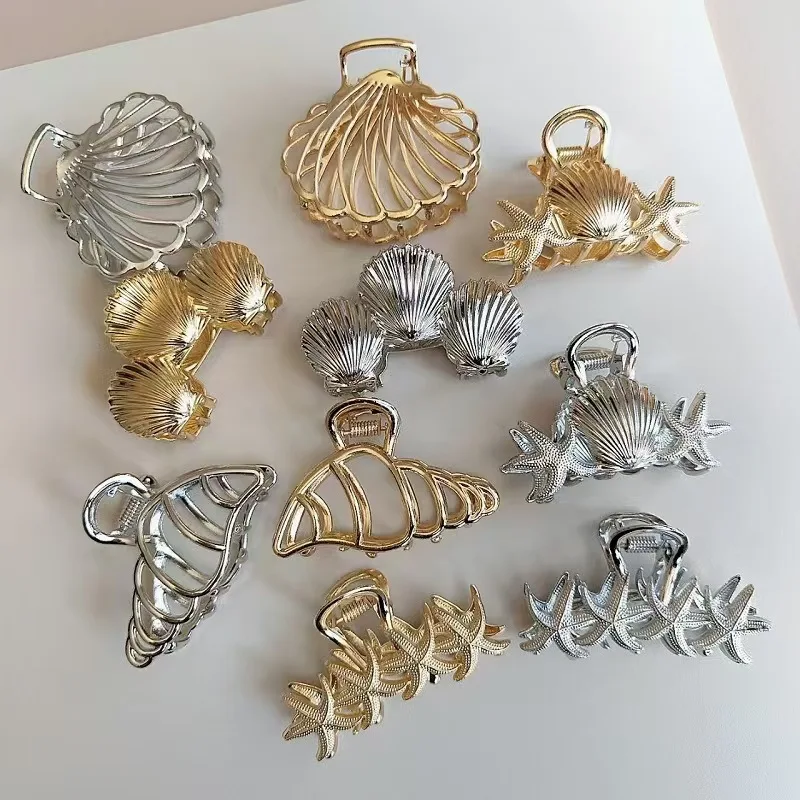 Starfish Shell Alloy Hair Claw European Style Elegant Hair Accessories for Half-Up Styles Shark Clamp Headwear for Back of Head