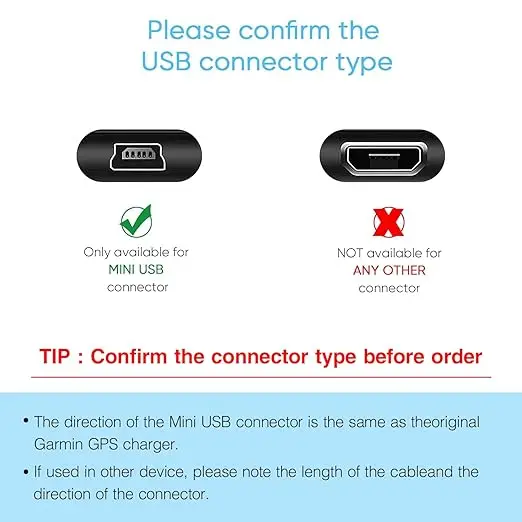 Dash Cam Power Cord,11.5ft Long Mini USB Charging Cable for Garmin Nuvi GPS Mirror Cam for Garmin GPS