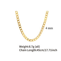 XP Jewelry --( 45 cm x 4 mm) 24 k Pure Gold Plated Figaro NK 1:1 Necklaces for Men Women Fashion Jewelry Eco-Friendly