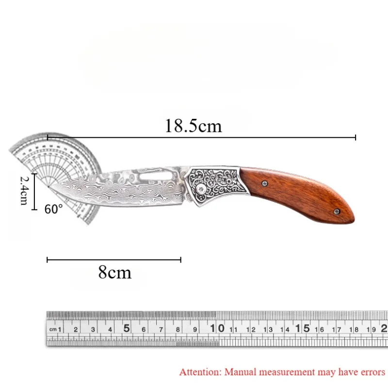 Damasco faca dobrável de alta dureza exploração da deserto resistente ao desgaste ferramenta de corte criativo design de gravação facas de bolso