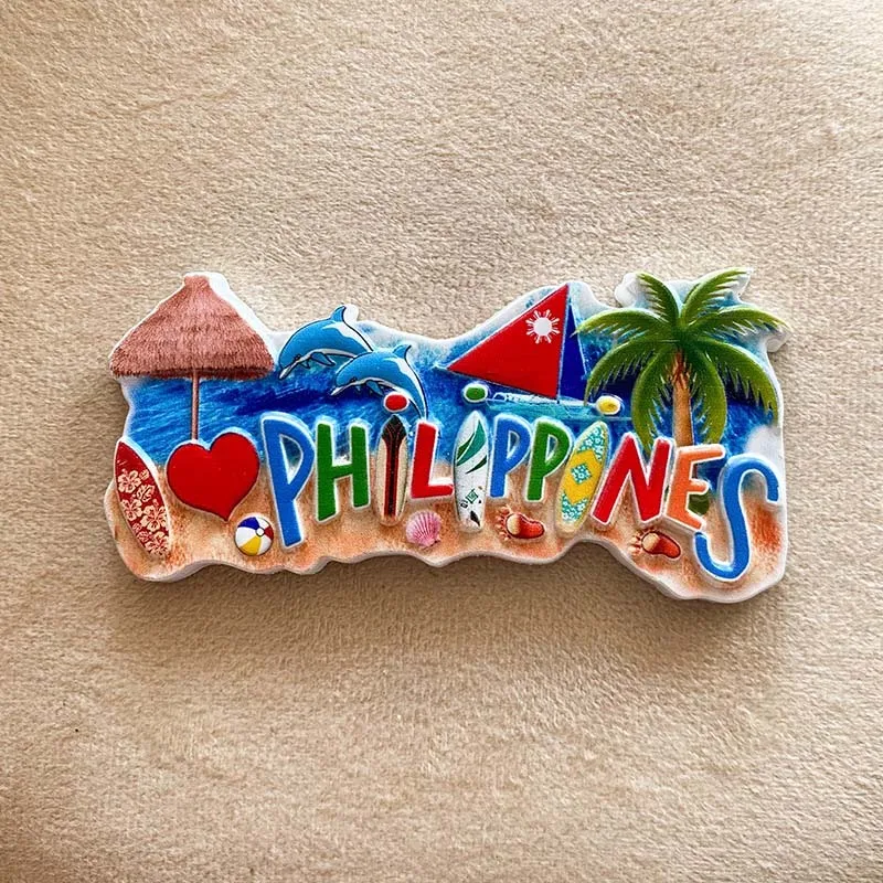 

Asia Philippines Fridge Magnets Featuring Dolphins, Palm Tree, Sailboat, Beach & Heart, Cute Home Decor Items for Refrigerator