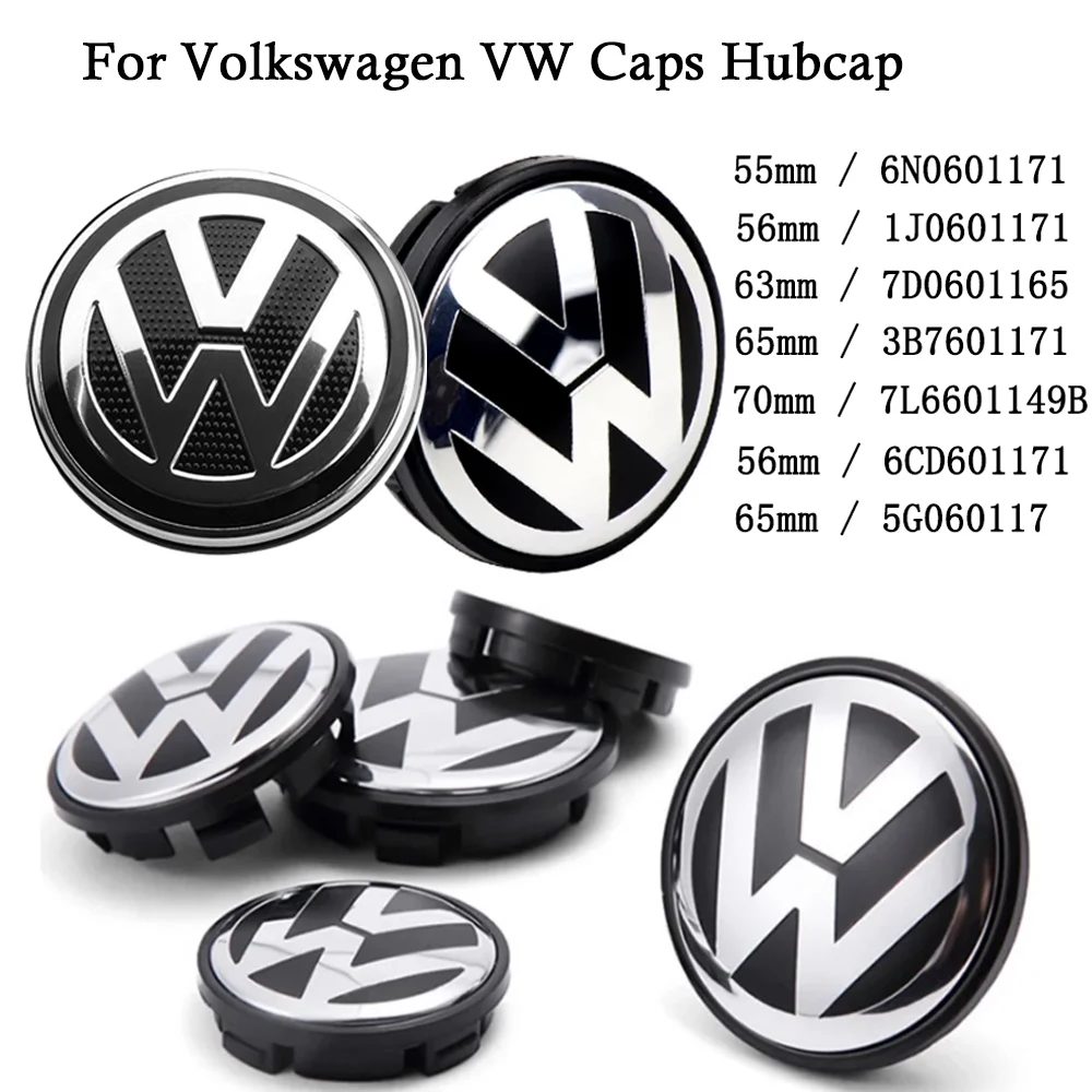 6N0601171 4 piezas/lote Tapas centrales para ruedas de coche Volkswagen de 55mm 56mm 65mm 70mm 76mm para accesorios Vw Jetta MK5 Golf Passat 5G0601171