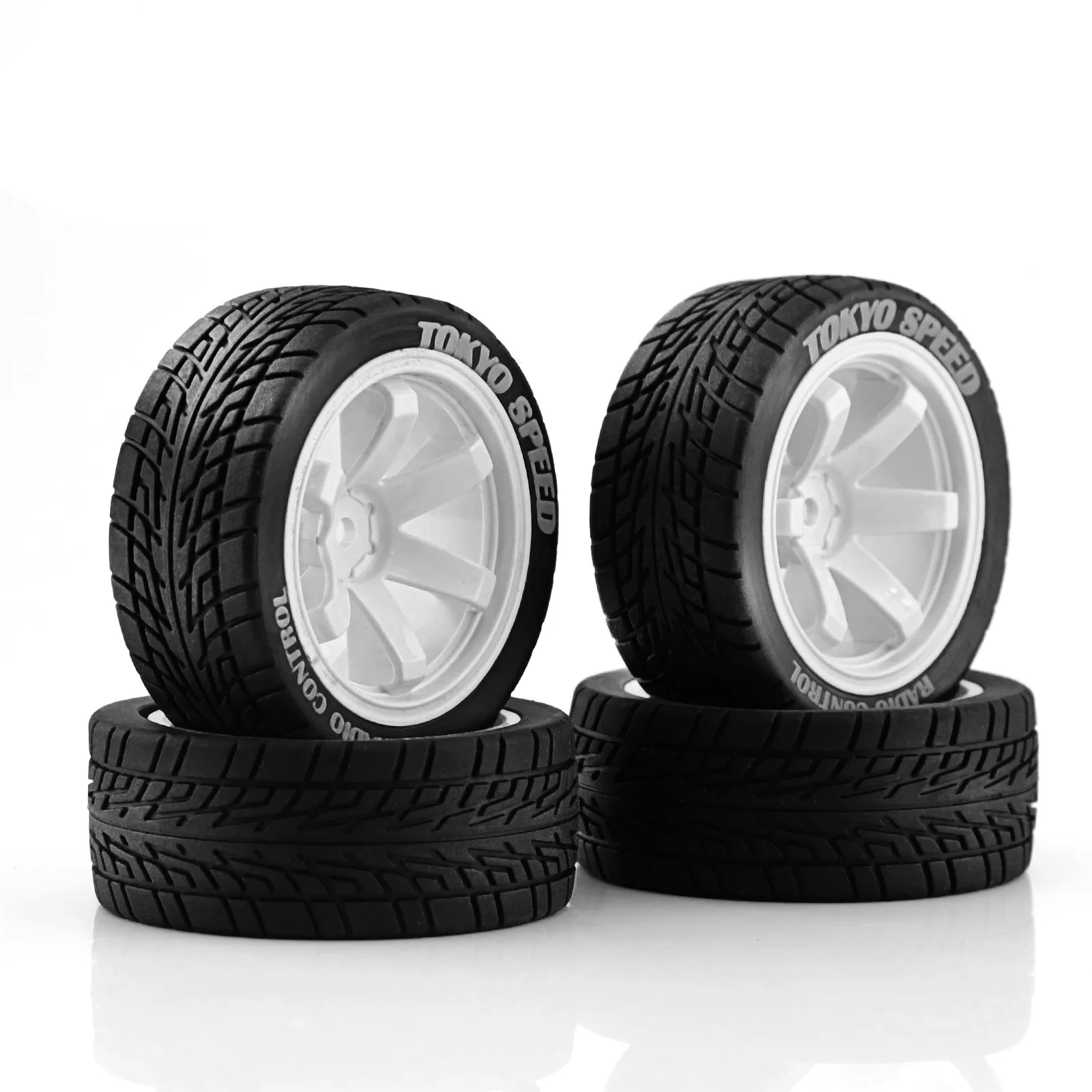 1/10 RC On Road Tires And Wheels 12mm Hex Rally Racing Tyres For 1:10 Scale Touring Street Car Tamiya TT01 TT02 XV01 TA06 A959 - view 3