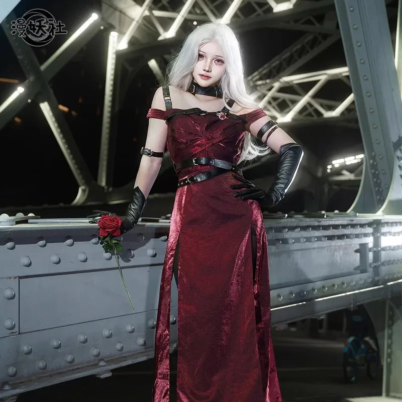 Костюм для косплея «Любовь и глубокий косплей», красное платье, очаровательная вуаль, униформа для женщин и девочек, реквизит для ролевых игр на Хэллоуин