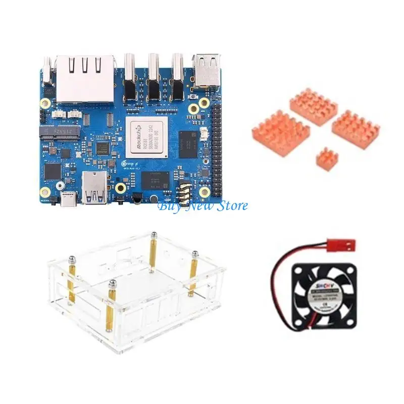 

20CE MotherboardCase Cover for Orange 5 OPI5 Fan and 4 Heatsinks