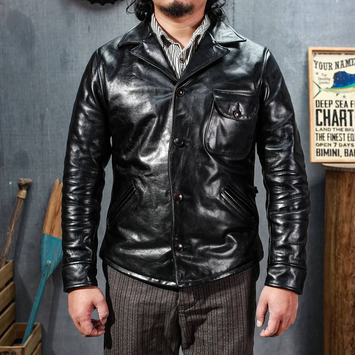 

SDC1500 Super Top Quality Slim Fitting Heavy 1.3mm Genuine Japan Cow Leather Classic Cowhide Stylish Jacket