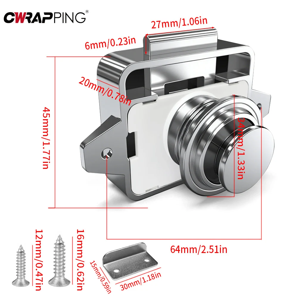 1/3/5 قطعة زر الضغط مزلاج خزانة الباب الصيد بدون مفتاح خزانة أقفال RV اليخوت تخييم قافلة قارب درج لملحقات RV #5