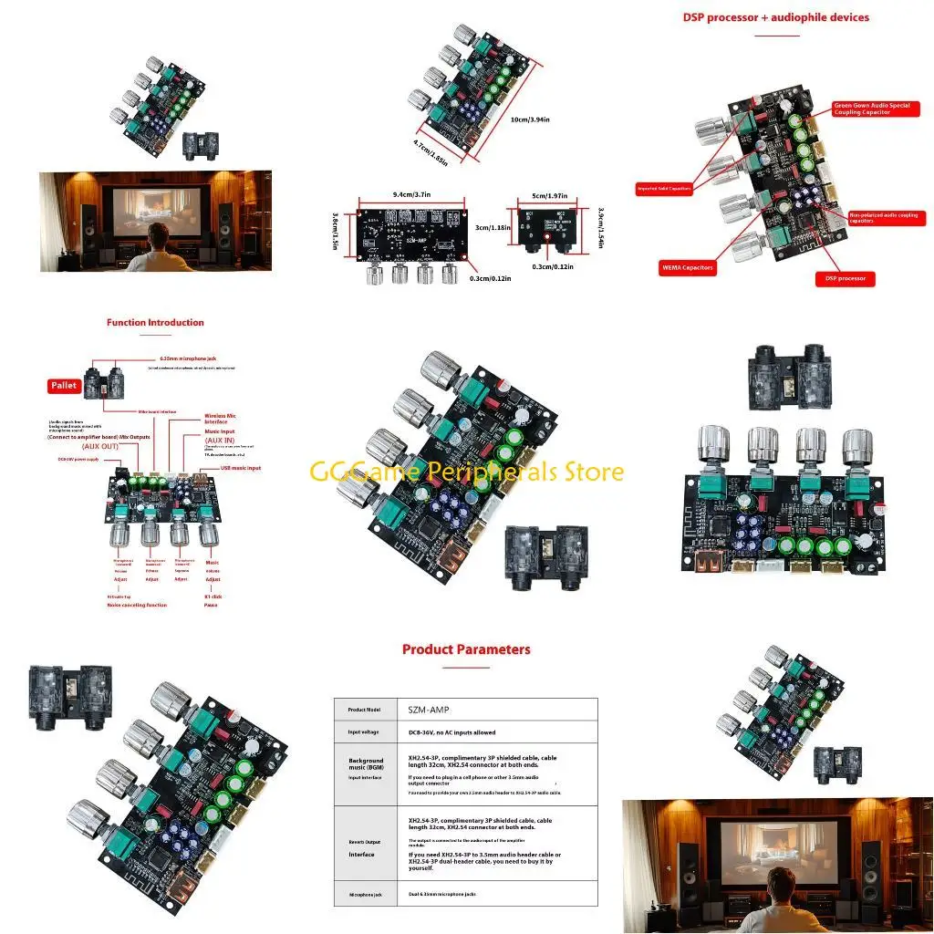 U55B 8-36V Upgraded Karaoke Reverberation Board Professional Microphone Preamplifier DSP