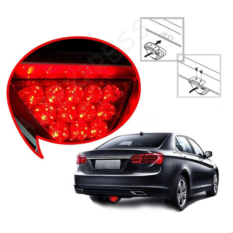 New New 12V Car Sporty  Style Triangle 12LED Rear Stop Tail Third Brake Light Lamp